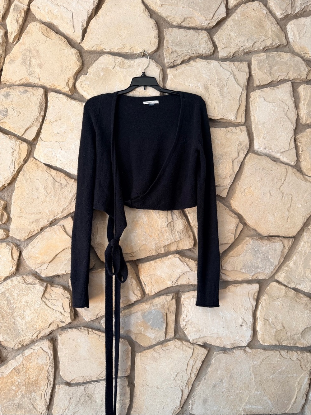 Black Ballet Wrap-Front Women's Sweater